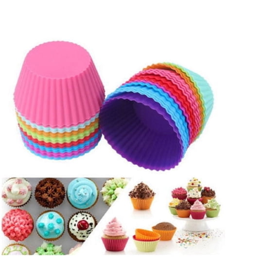 12 Piece Silicone Baking Cup Set, Cupcake Liners and Muffin Molds for Baking, TIKA