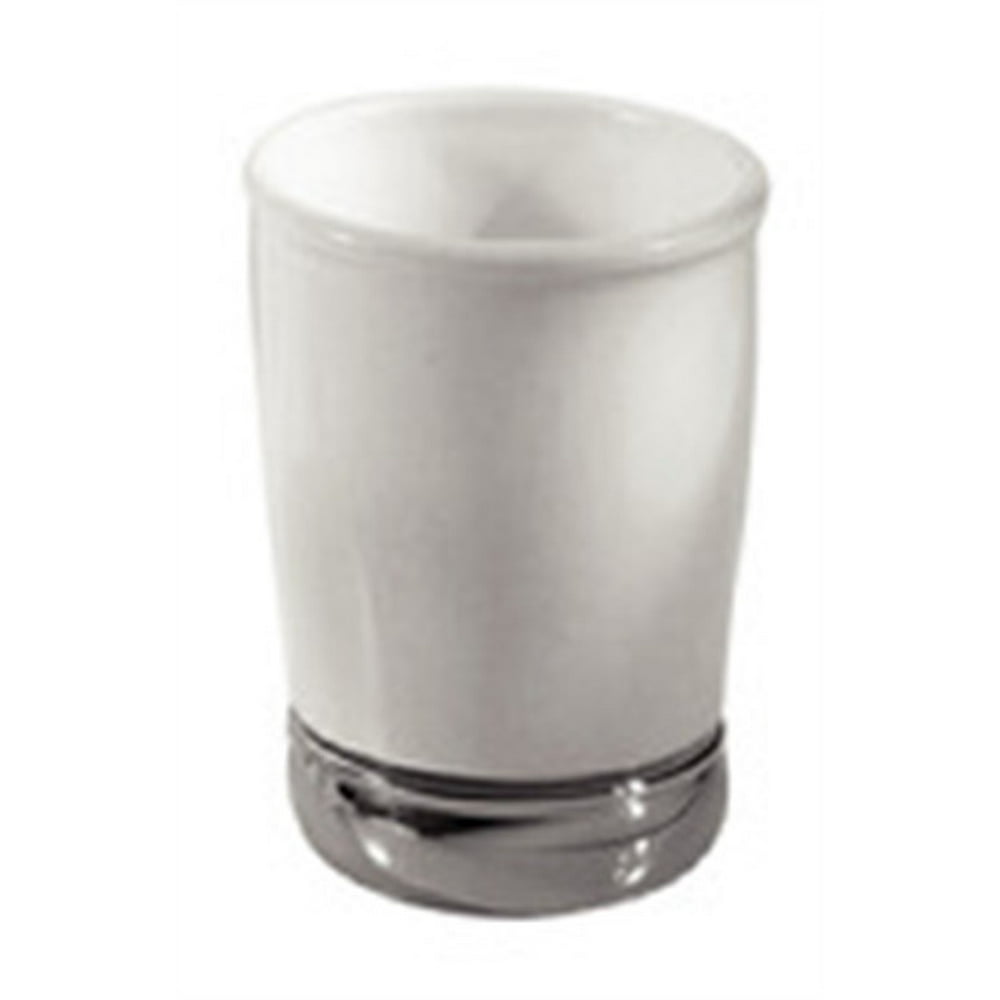 Interdesign 74801 3.25" X 4.25" White/Chrome York Bathroom Tumbler Cup