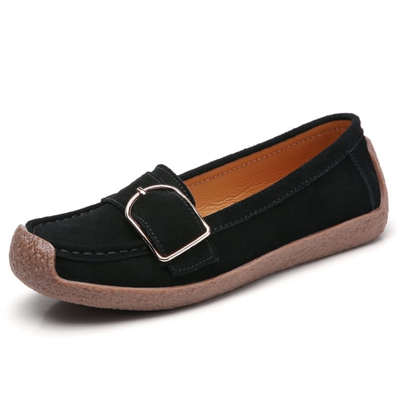 Big Size Women's Casual Loafers Slip On Leather Shoes Lightweight Walking Shoes Moccasins Classic Penny Loafer Flats Boat Shoes