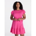 thumbnail image 2 of Time and Tru Women's and Women's Plus Belted Mini Dress with Flutter Sleeves, Sizes XS-4X, 2 of 6