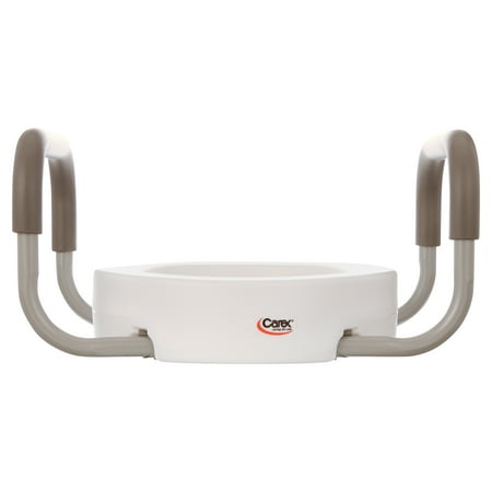 Carex Raised Toilet Seat with Handles, Standard Round Toilets, Adds 3.5" to Height, 250 lb Capacity