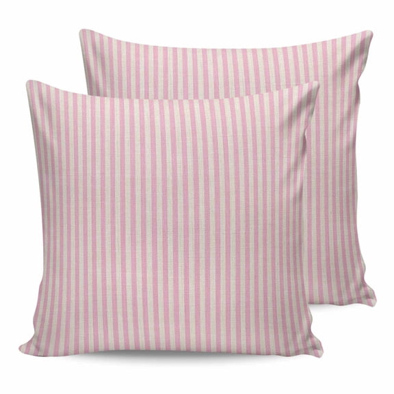 18x18 Pillow Covers Set of 2, Pink Striped Throw Pillow Covers Decorative Couch Cushion Case, Modern Simple Farmhouse Beige Vintage Microfiber Square Pillowcases for Bedroom Car Living Room