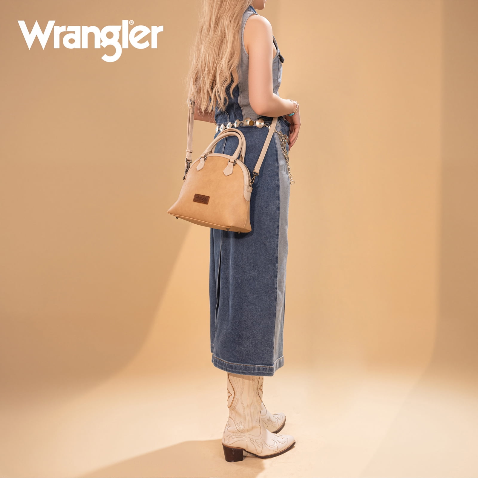 Wrangler Satchel Bags for Women Top-handle Handbags and Purses with Crossbody Strap, Tan