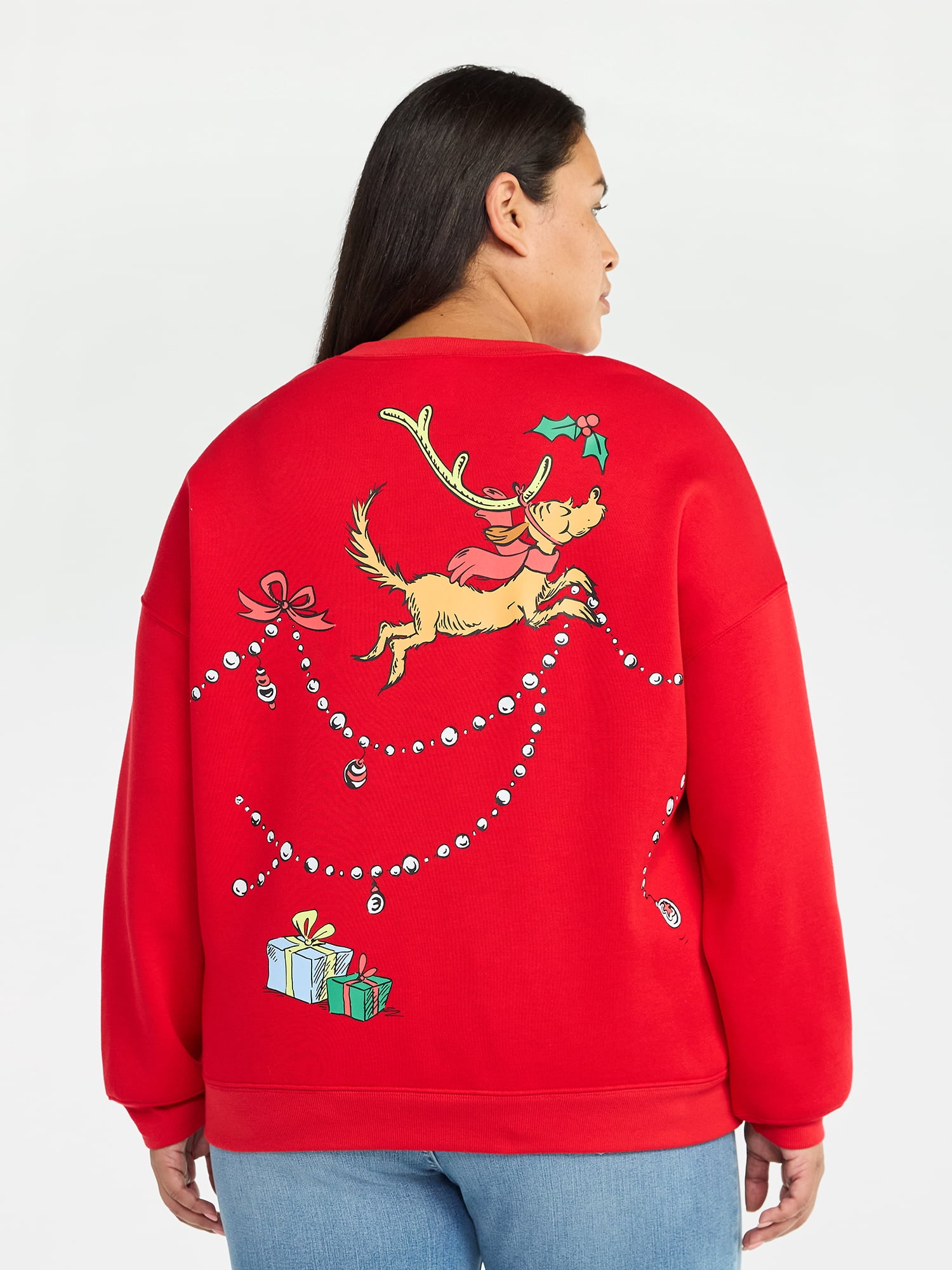 Dr. Seuss The Grinch Women's Plus Light-Up Graphic Fleece Sweatshirt, Sizes 1X-4X