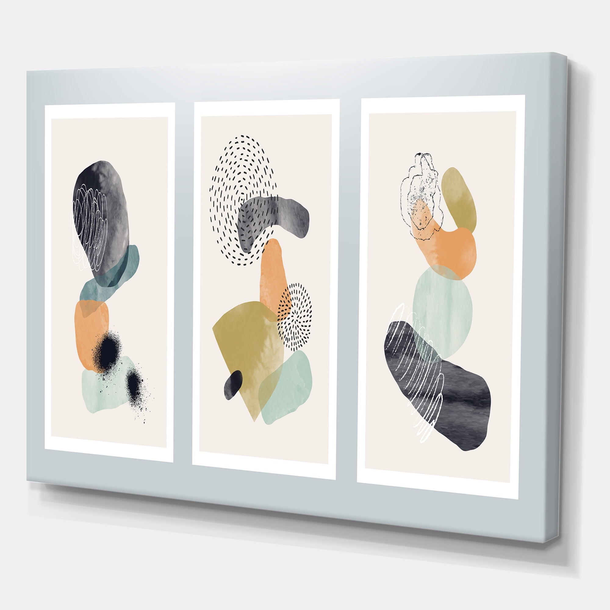 Designart ' Compostion Minimalistic of Organic Shapes I ' Modern Canvas Wall Art Print