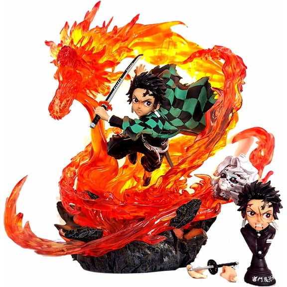 New, Tanjiro Kamado 30cm/11.8inch Can Be Illuminated Tanjiro Anime Statue Figurine Desktop Ornament Popular Collection Decorations Fan Souvenirs Creative Gift