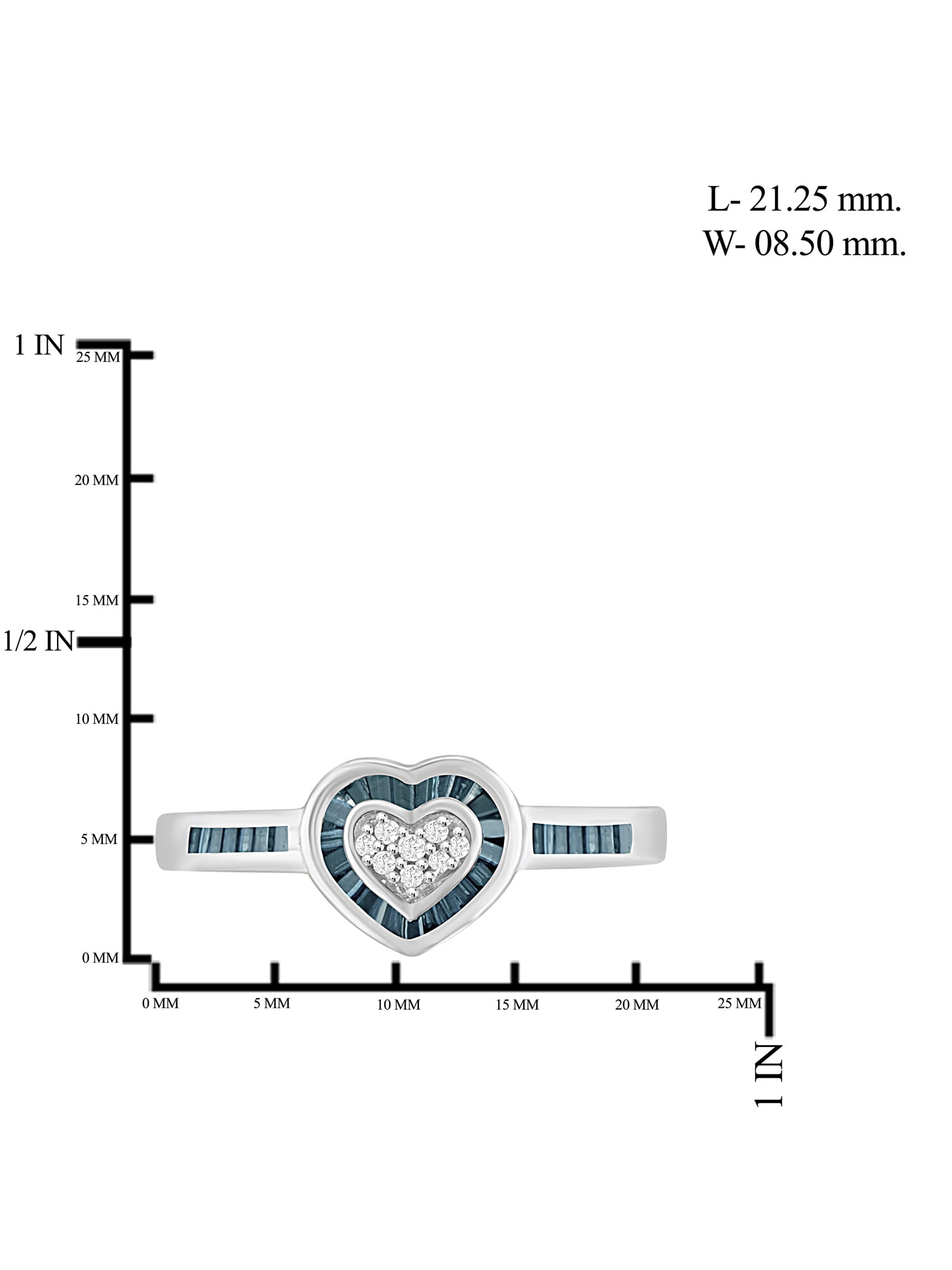 JewelersClub Sterling Silver 1/4 Carat Blue & White diamond Heart Ring for Women | Diamonds for Everyday Womens Wear