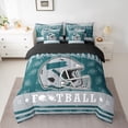 thumbnail image 2 of jejeloiu Green Football City 7-Piece Twin Bedding Sets,Rugby Ball Games Bedding Comforter Set For Boys Teens Reversible, 2 of 8
