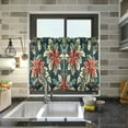 thumbnail image 4 of Yayeee Kitchen Curtains Tier Pair Light Filtering 27"x24" Rod Pocket Short Cafe Window Panel, Retro Christmas Poinsettia, 4 of 7