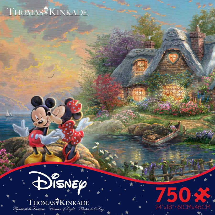 New Disney Thomas Kinkade 1000 Piece puzzle Mickey & Minnie Sweetheart Cafe 
