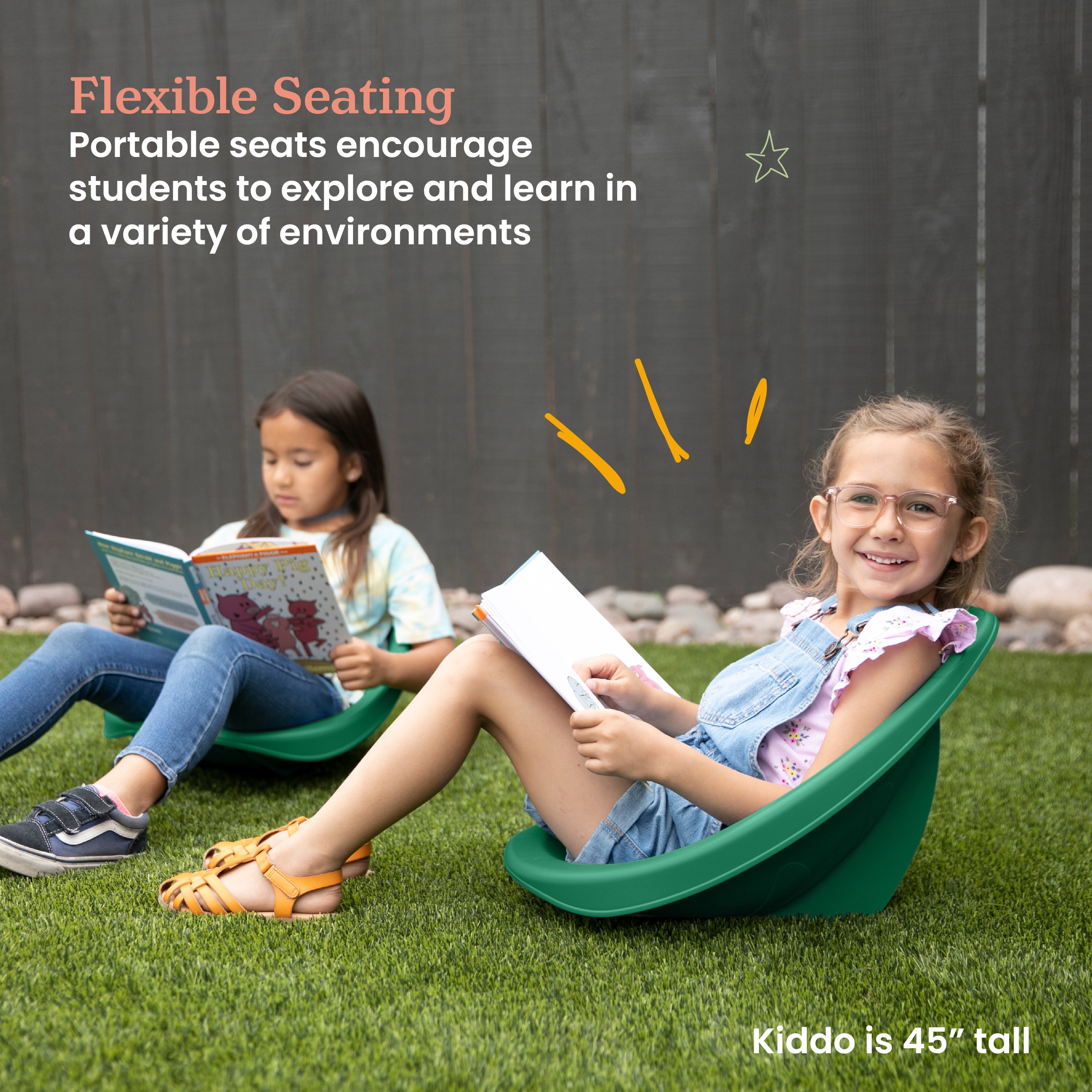 ECR4Kids Leaf Floor Seats with Mobile Leaf Seat Cart, Flexible Seating, Green, 12-Piece