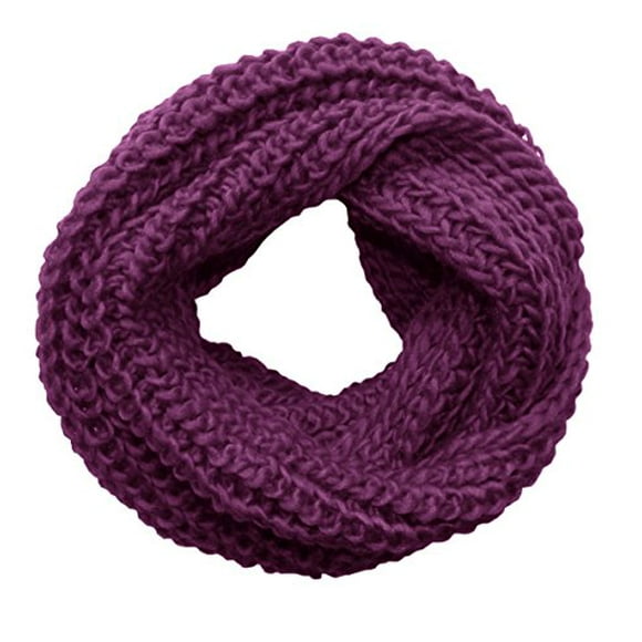 Peach Couture Hand Made Thick Ribbed Chunky Knit Infinity loop Scarves Purple