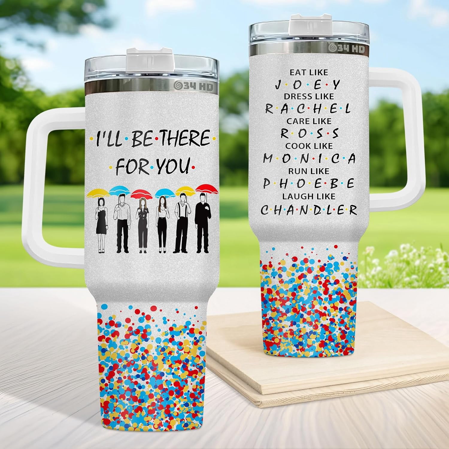 Christmas Gifts for Friends, Friend Tumbler with Handle Straw 40 oz Stainless Steel, Best Friend Cup, Friends Coffee Mug, Birthday Gifts for Women Men