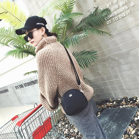 Lady Half Body - Popular Women Half Circle Leather Handbag Cross Body Shoulder Messenger Bag BK