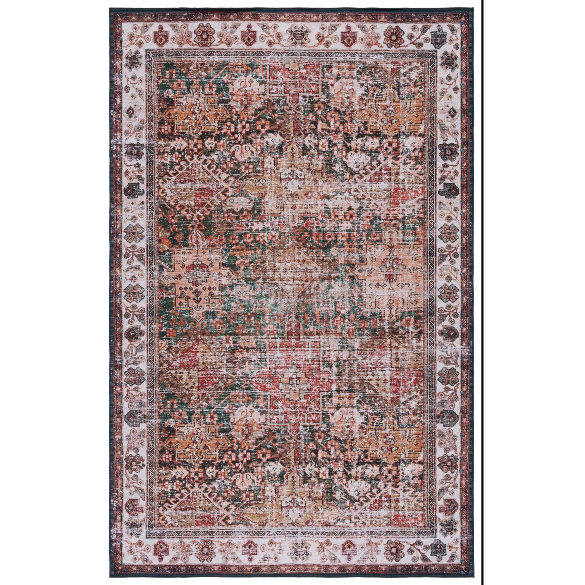 SAFAVIEH Tucson Faith Traditional Machine Washable Area Rug, 5' x 8', Ivory/Green