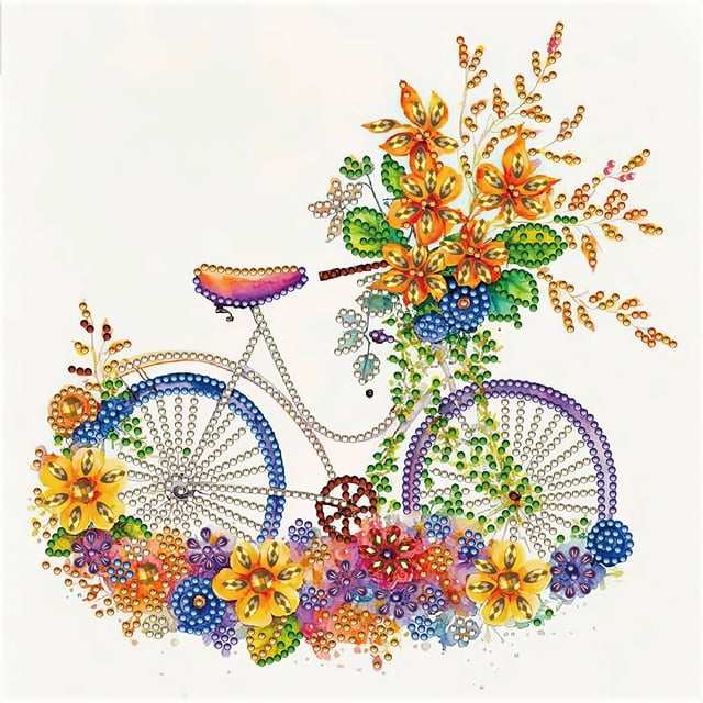 5D DIY Taladro Parcial en Forma Especial Flores Bicicleta 30x30cm