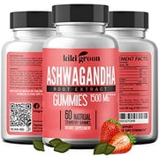 KIKI Green Ashwagandha Gummies - 60-Pack 1500mg Ashwagandha Root Gummies - Sweet Strawberry Flavor - Natural Ashwagandha Supplements for Endurance Support and Strength - Made in The USA