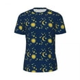 thumbnail image 4 of T Shirt For Men Gold Star Print T-Shirt Retro Sun Moon Trending Sports Short-Sleeve Quick Dry Tshirt, 4 of 7