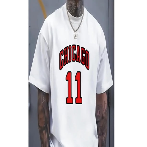 Camiseta de manga corta con cuello redondo y estampado "CHICAGO #11" para hombre, ideal para regalar, informal y elegante, para adultos, hombres, mujeres, adolescentes, jóvenes y para el tiempo libre.
