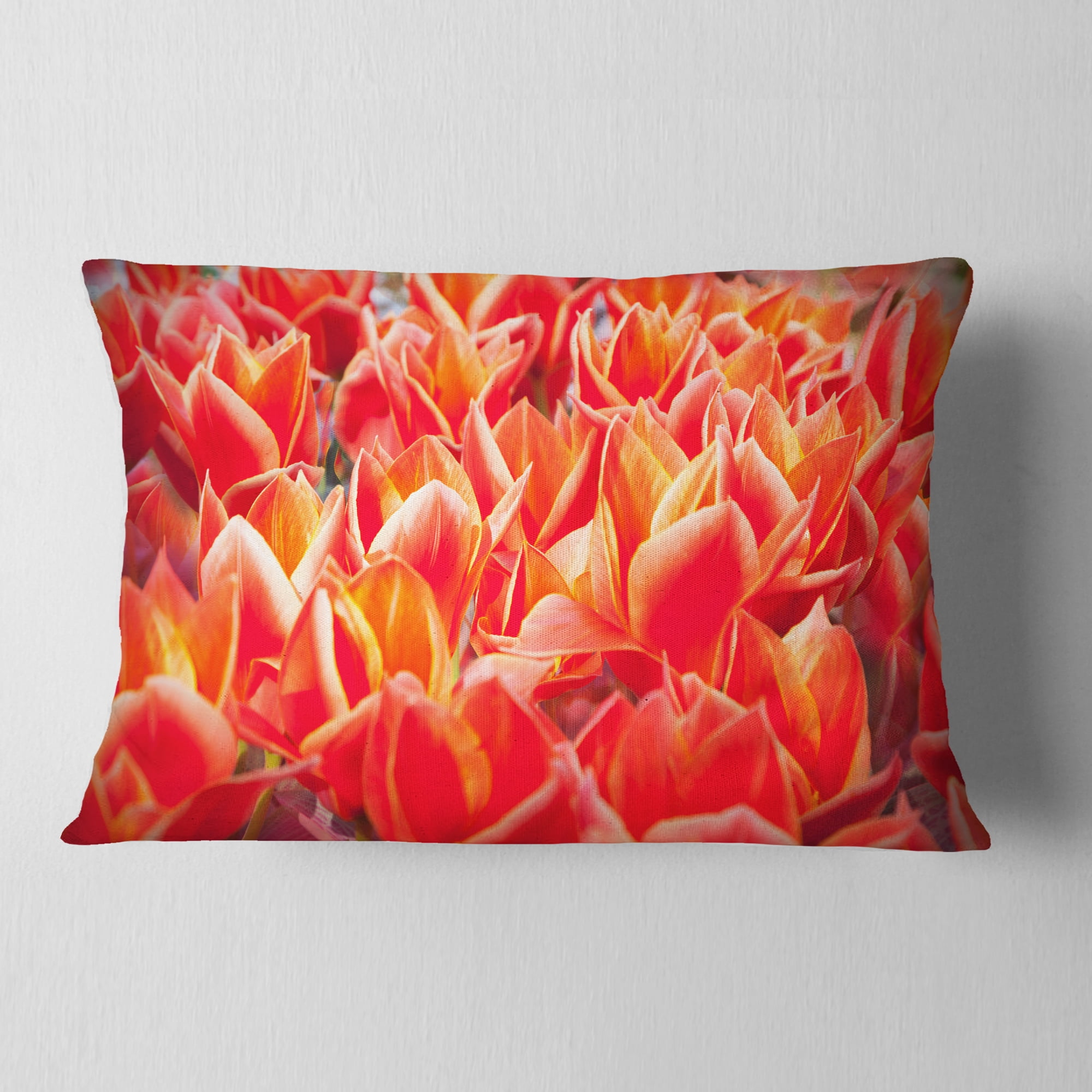 Designart Tulip Flowers in the Keukenhof Park - Floral Throw Pillow - 12x20