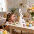 thumbnail image 4 of CY5O5ee Cute Rabbit Statue Easter Decor Hand-Painted Resin Rabbit with Carrot Table Centerpiece Standing Ornament Farmhouse Spring Indoor Home Decor, 4 of 8