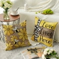 thumbnail image 3 of Spring Home Sweet Home Bee Sunflower Throw Pillow Covers, 18 x 18 Inch Love Lives Here Summer Stripes Polka Dots Cushion Case for Sofa Couch Set of 4, 3 of 6