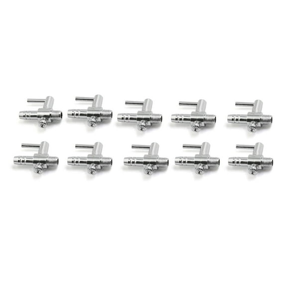 10Pcs Stainless Steel Single Way Air Valve Distributor for Aquarium Pump Silver Tone