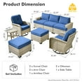 thumbnail image 3 of XIZZI 8-Piece Outdoor Patio Sectional Furniture Sets, Wicker Patio furniture with Swivel Chairs, Waterproof Outdoor Conversation Set for Backyard, Navy Blue, 3 of 9