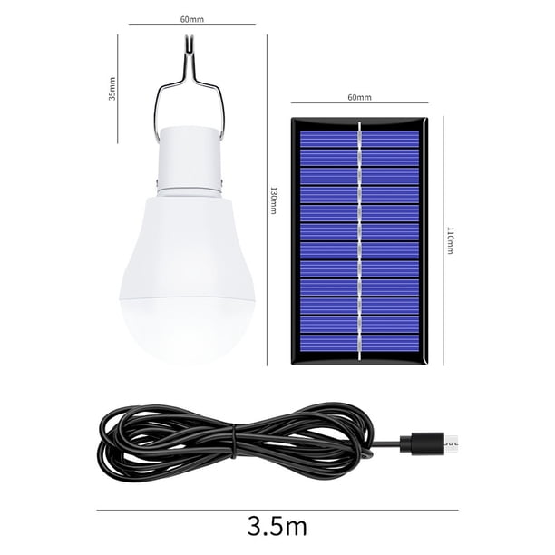 Beinhome - Bombilla solar LED para exteriores, lámpara solar para camping, lámpara colgante solar con panel solar, bombilla de 3 W, iluminación solar para exteriores, interiores, tiendas de campaña,