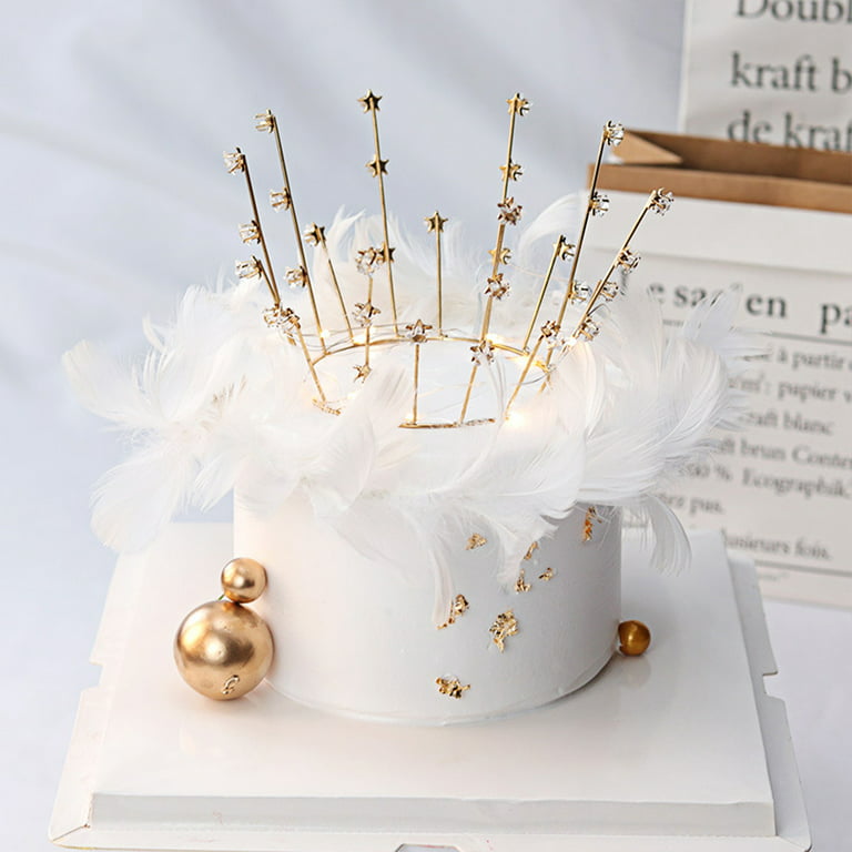 Birthday Cake Topper with Crown and Stars –