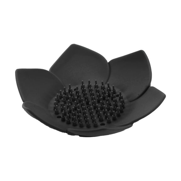 Unique Bargains 1 Pc Waterproof Soap Holder Flower Black Soap Holder for Bathroom 5.31"x5.12"x1.38"