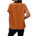 thumbnail image 5 of Gvmfive Womens Tops Colorblock Lapel Neck Short Sleeve Shirt Blouse, 5 of 5