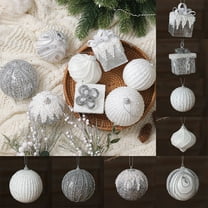 SCNOR 8 Pack Silver Hand-Painted Foam Christmas Ball Ornaments, 3.15 Inches - Hanging Decor for Christmas Tree, Party, Indoor Outdoor