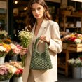 thumbnail image 3 of Woven Tote Bag 13x7.9 Inch Lightweight Cotton Rope Handbag Compact Hollow Woven Purse for Daily Beach Vacation Shopping Casual Use, 3 of 6