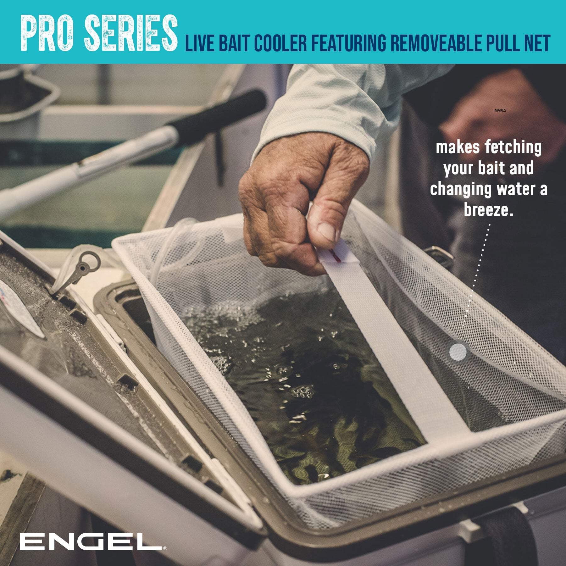 ENGEL 19 Qt Live Bait Pro Cooler with Rechargeable Aerator - Silver 19 Qt