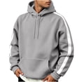thumbnail image 2 of happyYEE Hoodie for Men Stripe Print Long Sleeve Hooded Sweatshirt Loose Fashion Drawstring Pullover Tops with Pockets, 2 of 6