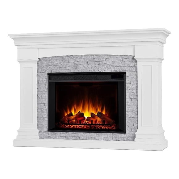 Real Flame Canada Deland Traditional Wood Grand Electric Fireplace in White