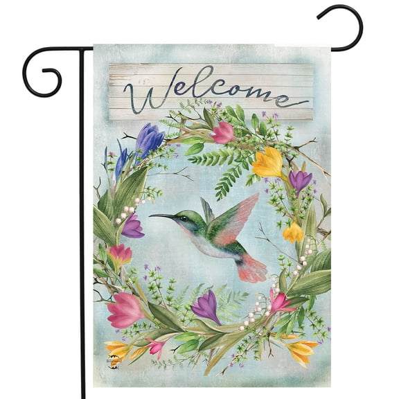 Briarwood Lane Hummingbird Wreath Garden Flag