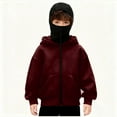 thumbnail image 2 of Boys Girls Fleece Hoodie Jacket Full Zip Hood Sweatshirt with Face Cover, Casual Fall Winter Sweatshirt Activewear Outerwear 4-15Y, 2 of 5