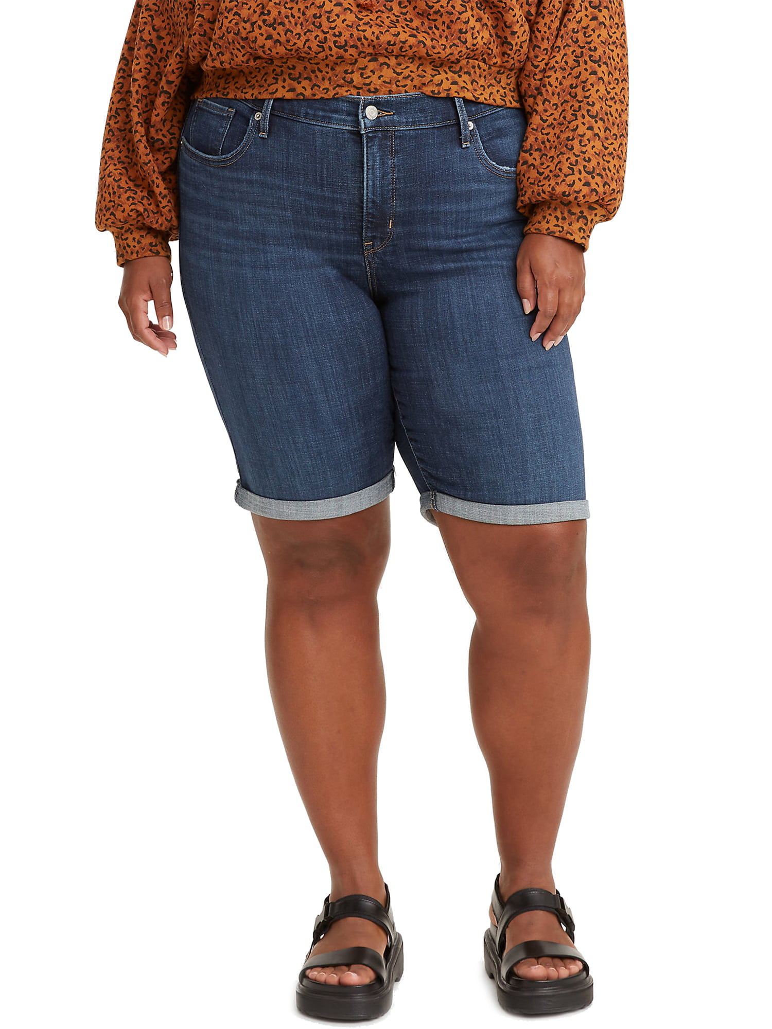 Sweatwater Mens Loose Capri Shorts Denim Mid Waist Plus Size Jeans Pants