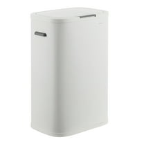 happimess HPM1017C Tammi Kitchen 14.5-Gallon Slim Metal Push Button Trash Can, Cotton White