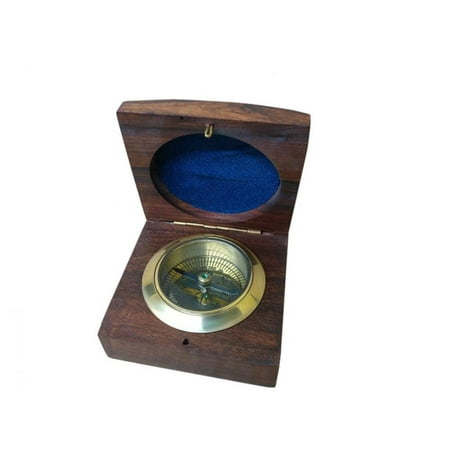 - Brass Desk Compass w/ Rosewood Box 3
