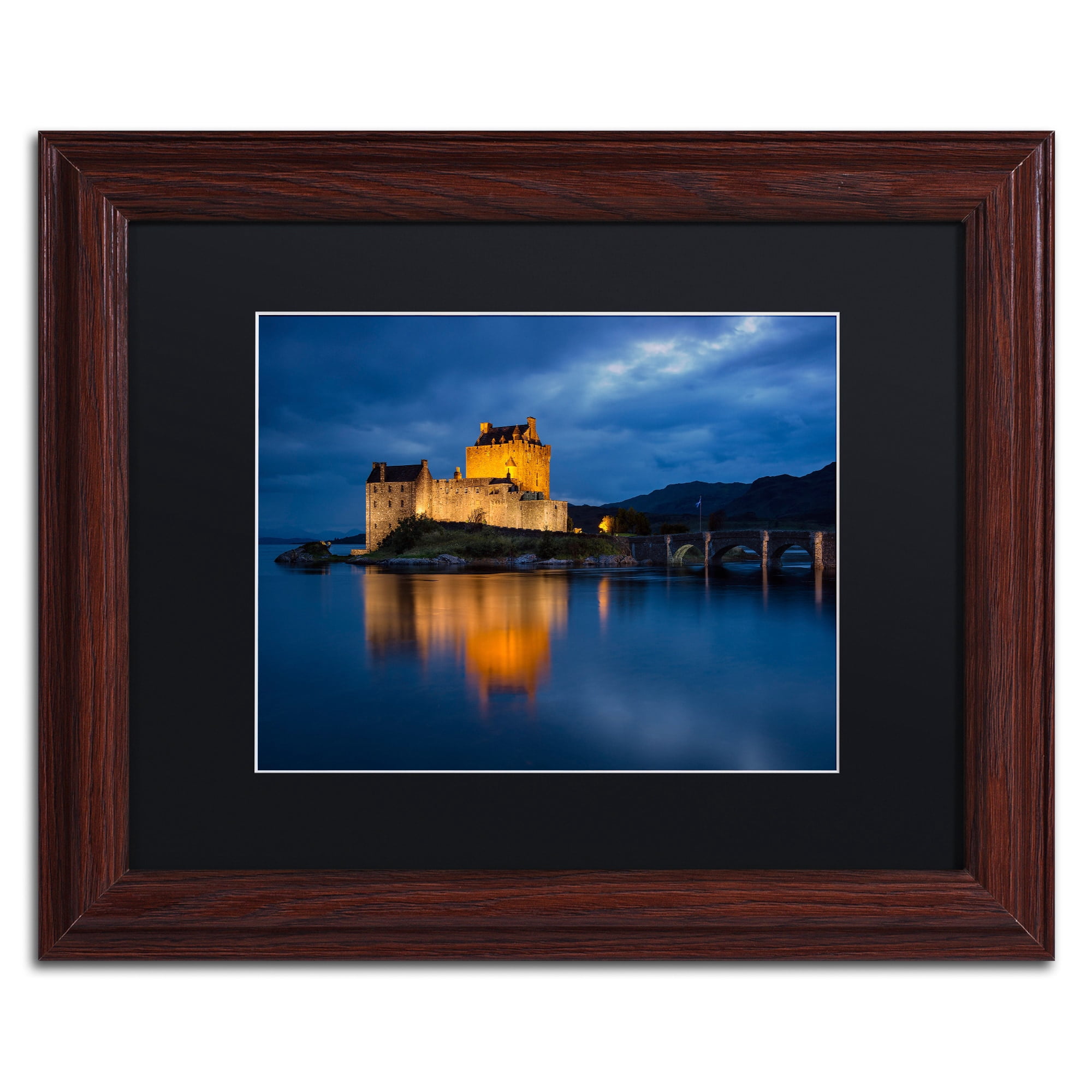 Trademark Fine Art "Eilean Donan Castle" Canvas Art by Michael Blanchette Photography Black Matte, Wood Frame
