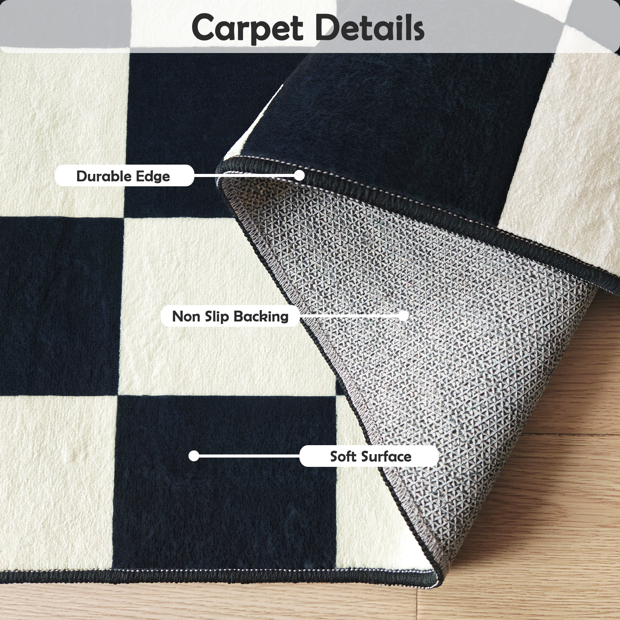 Artnice 5x7 Checkered Rug, Black and White Rugs for Living Room, Washable Area Rugs Non Slip Soft Carpets Floor Mats for Home Decor