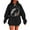 Black C, variant on WRKEKC Sweatshirts for Women Winter Heart Print Casual Loose Hooded Sweatshirt with Pocket Drawstring Long Sleeve Fall Outerwear