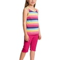 thumbnail image 4 of Frnrwgo 2 Piece Girls Outfit Coloforful Striped Sleeveless Top and Cropped Pants Sets For Summer Size 1-12 Years, 4 of 5