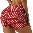 thumbnail image 2 of Vsdgher Red Polka Dot print Workout Shorts for Women Seamless Soft Smooth Gym Yoga Scrunch Active Exercise Fitness Shorts, 2 of 8