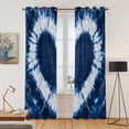 thumbnail image 2 of Blue Love Heart Kitchen Curtains 84 Inch Length, Boho Ethnic Modern Funny Tie Dye Art Grommet Top Bedroom Living Room Curtains, Light Filtering Cafe Curtain Drapes 2 Panels Set 84''x84'', 2 of 9