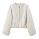 thumbnail image 3 of Chaqueta Corta Informal con Cremallera para Mujer, Estilo Universitario, Abrigos de Moda con Bolsillos de Ribete Crema XS, 3 of 7
