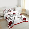 thumbnail image 3 of Manfei Romantic Red Rose Queen Comforter Set,Happy Valentines Day Bedding Sets,Rustic Plant Flower Bedding Comforter Set For Girls Teens,Microfiber Bedroom Decor Reversible,3-Piece, 3 of 8